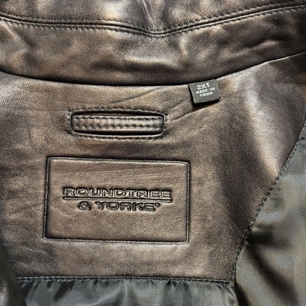 Roundtree & Yorke Men's Black Leather Lambskin Jacket 2XT - Picture 5 of 11